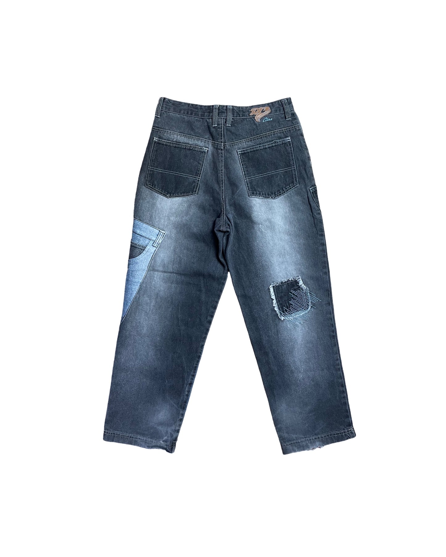 Raw Blue Patchwork Jeans