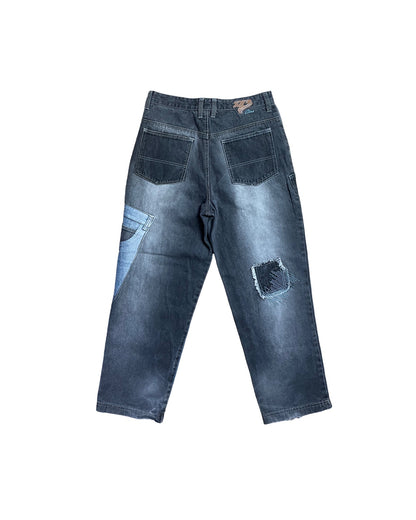 Raw Blue Patchwork Jeans